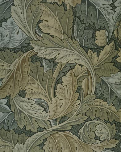 Обои с лиственным орнаментом 1875г. дизайн Уильяма Морриса (William Morris) 